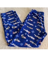 Cat & Jack Boys Blue Gray Santa Sharks Christmas Fleece Pajama Pants 16 - $8.33