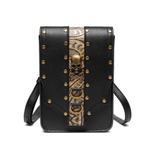 New punk leather men&#39;s and women&#39;s bag one-shoulder diagonal small square bag ou - £91.13 GBP