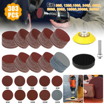 303x 2in Sanding Disc Sandpaper Hook Loop Sander w/Backer Pad &amp; M6 Drill... - £23.47 GBP