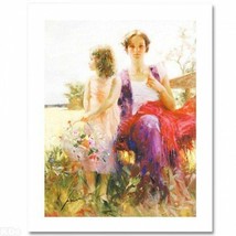 Pino Giclee Canvas S/# &quot;Flower Basket Revisited&quot; Mom girl flower field coa 40x32 - $1,480.05