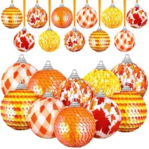 Ball Ornaments Fall Decorations Thanksgiving Ball Ornaments For Tree Maple Leaf  - £20.82 GBP