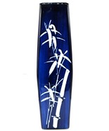 Vtg Floral Japanese Vase 12” Rectangular Cobalt Blue Original Sticker Si... - €35,07 EUR