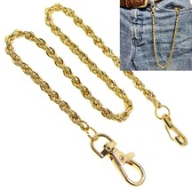 Pocket Watch Chain Albert Chain Gold Color Rope Chain Swivel Lobster Cla... - $17.99