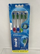 Oral-B Soft Bacteria Blast Manual Toothbrush 4 Count Assorted Colors COMBINESHIP - £5.49 GBP