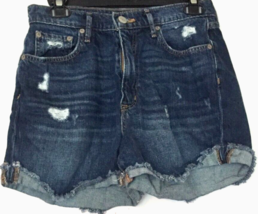 Aeropostale jean shorts women size 6 distressed denim high rise, curvy mom short - £6.21 GBP