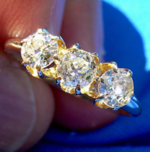 Earth mined Diamond Deco Anniversary Wedding Ring Victorian Antique Cushion band - £2,398.06 GBP