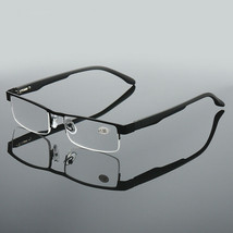 1 Pair Mens Metal Black Frame Rectangular Reading Glasses Spring Hinge R... - £6.89 GBP