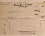 Vintage Drake Pipe Company Receipt from August 29 1940 Ephemera Chicago - £10.16 GBP