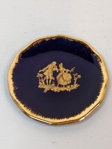 Vtg Limoges Small Decorative Plate Cobalt Blue and Gold Courting Couple Hook - £14.90 GBP