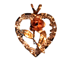 Black Hills Gold Heart Rose Pendant Filigreed South Dakota Vintage Valentines - £71.65 GBP