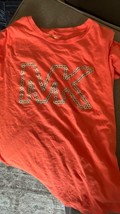 Michael Kors Nectarine Gold  Logo T-Shirt Sz L Orange Mk For Purse Designer - £8.84 GBP