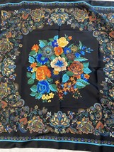 Blue Floral Square Polyester Scarf 30.5&quot; x 30.5&quot; - £6.08 GBP
