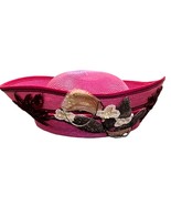 Deborah New York Pink Wide Brim Hat With Sequin Floral Applique - $46.04 CAD