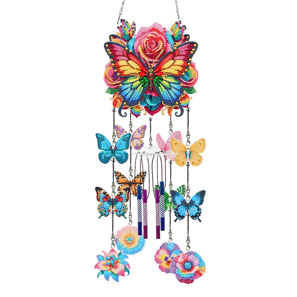 Butterfly Wind Chime Double Sided Diamond Painting Hanging Pendant Butterfly C - $848.81 MXN