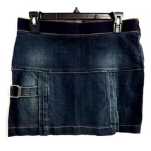 Vintage Emporio Armani Simin T Spa Denim Buckle Front Back Flaps Mini Skirt 6 - £94.55 GBP