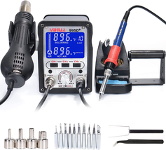 2 in 1 Hot Air Rework and Soldering Iron Station with 3 Memories, Large LCD Scre - £197.70 GBP