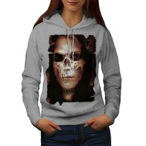 Wellcoda Zombie Girl Death Skull Womens Hoodie, Emo Casual Hooded Sweatshirt - £29.42 GBP