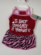 Pet Apparel X-Small Dog Tutu Dress &quot;I Do What I Want&quot; Pink Black Leopard Stripe - £7.85 GBP