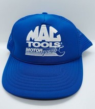 Vintage MAC Tools Racing 90&#39;s Auto Motorsport Snapback Mesh Trucker Hat Cap Blue - £11.05 GBP