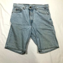 Vintage Levi&#39;s Bianco Scheda Jeans Pantaloncini Jorts Uomo 32 Lungo 11 Faded Blu - £21.13 GBP