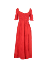 NWT Free People Sunshine Season Midi in Red Orange Smocked Side Slit Dre... - $82.00