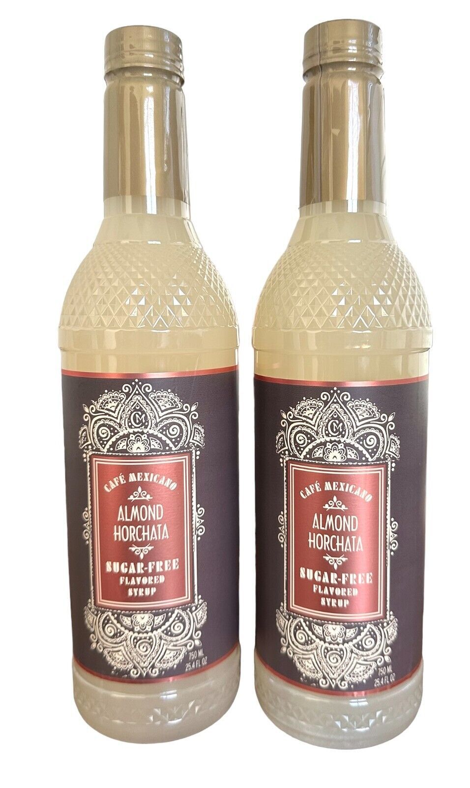 2 Pack CAFE MEXICANO Sugar Free Flavored Syrup - Almond Horchata - 25 Ser Each