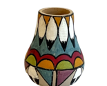 Vintage Native American Miniature Pottery Vessel Multicolored Design - $18.99