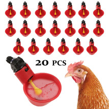 20Pcs Poultry Water Drinking Cups Chicken Hen Plastic Automatic Drinker Feeder - £20.08 GBP