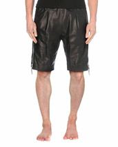 Gym Soft Pocket Short  Leather Pants Sports Boxer Lambskin  Black Lace Up Men - £78.13 GBP+