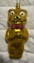 Rare Vintage Large Old World Christmas Inge Glas Bear Ornament with Red Bow - $35.00