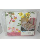 Beacon Flora Pink Yellow Floral Flowers Satin Trim Blanket Twin Size 72 ... - £48.44 GBP