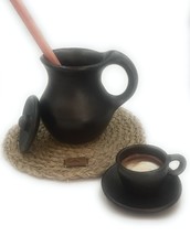 SET Chocolate or Water Pitcher Jar with Lid 2.5 Liters, 4 Bowls, Molinillo and H - £110.79 GBP