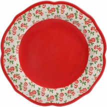 Four (4) Pioneer Woman ~ Red Timeless Floral ~ 10.5&quot; Dinner Plate ~ Stoneware - £48.24 GBP