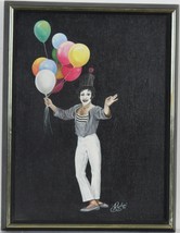 Originale Clown Mimo Con Palloncini Dipinto Di Ron Rophar Olio Su Tela - $791.32