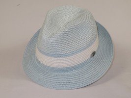 Men's Bently Semi Crushable Fedora Briad Straw Hat Dante DA223 Blue White image 4
