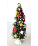 Dollhouse Miniature Christmas Tree 1:12 Artisan OOAK 6.5&quot; Tall Pompons Bows - £26.43 GBP