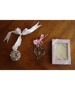 Pewter Pink Heart Ribbon &amp; Sphere Breast Cancer Awarenesss Hanging Ornam... - $266.20 MXN