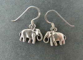 Sterling Silver Elephant Earrings Drop Dangle 1&quot; Long Pierced Wire Super Cute! - £7.90 GBP