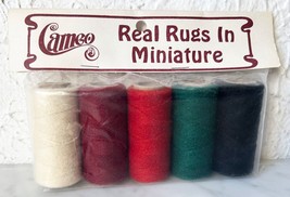 Cameo Real Rugs in Miniature Burgundy Floral Yarn Pack 5 Spools NEW Old Stock - £9.83 GBP