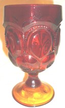 VINTAGE RUBY RED GLASS GOBLET L.E.SMITH MOON &amp; STARS PATTERN - £9.40 GBP