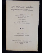 ANTIQUE AUCTION CATALOG PARKE-BERNET GALLERIES NY 1942 Staffordshire Pot... - $184.53 MXN