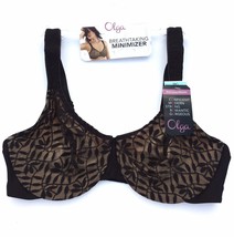 Olga Bra Underwire Minimizer Lace Sheer Leaves Lightweight Full Coverage 35519 - £30.03 GBP