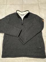 Orvis Sweater Mens Size XL Gray Quarter Zip Sherpa Lined Pullover Casual - $27.17