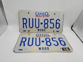 Pair 1995 Vintage Ohio License Plate Wood County RUU–856 The Heart Of It... - £11.04 GBP