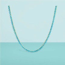 14K Yellow Gold Over 13Ct Round Created Turquoise Luxury -18&quot; Tennis Necklace - £191.28 GBP