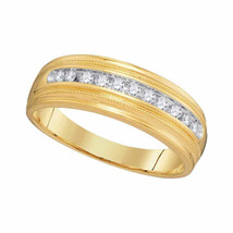Authenticity Guarantee 
10kt Yellow Gold Mens Round Diamond Wedding Single Ro... - £618.85 GBP