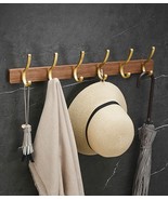 Modern wood coat rack wall mount, Rustic gold metal coat hooks rack(6 ho... - $171.43 CAD