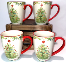 Pioneer Woman Jumbo Latte Cup Holiday Cheer 26 Oz Christmas Tree Mugs  LOT OF 4 - £104.70 GBP