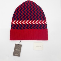 NWT Gucci Zaggede Wool Beanie Red Blue Size Medium - £228.23 GBP
