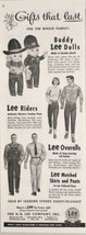1951 Print Ad Lee Riders Blue Jeans Overalls Buddy Lee Plastic Dolls Made in USA - £15.52 GBP